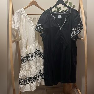 Old Navy Black and White Embroidered Dresses x 2